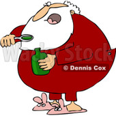 Royalty-Free (RF) Clipart Illustration of Santa Taking A Spoon Full Of Cough Syrup © djart #432247