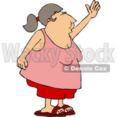 Obese Woman Waving Her Hand Goodbye or Hello Clipart © djart #4332