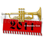 Royalty-Free (RF) Clipart Illustration of a New Year Trumpet With A 2012 Banner © djart #433478