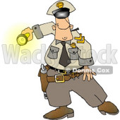 Graveyard Shift Police Officer Shinning His Flashlight at Something Clipart © djart #4340