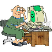 Puzzled Grandpa Using a Computer Clipart © djart #4343