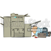 Repairman Trying To Fix a Broken Copy Machine Clipart © djart #4348