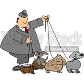 Businessman Walking Four Dogs On Leashes Clipart © djart #4352