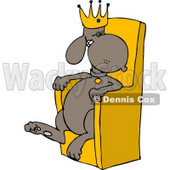 King Dog Wearing a Gold Crown and Sitting in a Golden Chair Clipart © djart #4359