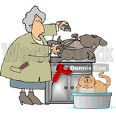 Female Pet Groomer Cutting and Trimming Dog Hair Clipart © djart #4366