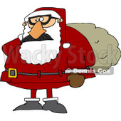 Royalty-Free (RF) Clipart Illustration of Santa Wearing A Disguise And Carrying A Sack © djart #436809