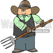 Cowboy Farmer Holding a Pitchfork Clipart © djart #4370