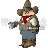 Morning Cowboy Holding a Cup of Fresh Hot Coffee Clipart © djart #4376