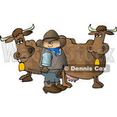 Cowboy Standing Beside Milk Cows with a Hot Branding Iron Clipart © djart #4382