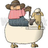 Young Preteen Cowboy Riding a Sheep Clipart © djart #4384