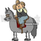 Cowboy Sitting On a Saddled Horse While Talking On a Cellphone Clipart © djart #4385