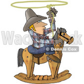 Young Cowboy Practicing the Are of Lassoing On the Back of a Rocking Horse Clipart © djart #4386
