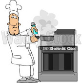 Male Chef Lifting a Smoking Skillet from a Hot Stove Clipart © djart #4405