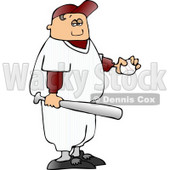 Boy Wearing Baseball Gear While Holding a Baseball and Bat Clipart © djart #4411
