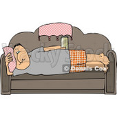 Male Couch Potato Laying On His Couch, Watching TV, and Drinking Beer Clipart © djart #4418