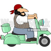 Harley Biker Man Wearing a Bandanna and Driving a Motor Scooter Clipart © djart #4420