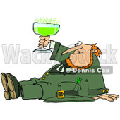 Royalty-Free (RF) Clip Art Illustration of a Drunk Leprechaun Sitting On The Floor And Toasting © djart #442567