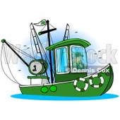 Royalty-Free (RF) Clip Art Illustration of a Leprechaun Steering A Fishing Boat © djart #442572