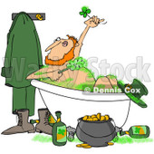 Royalty-Free (RF) Clip Art Illustration of a Leprechaun Bathing With Green Suds And Alcohol © djart #442573