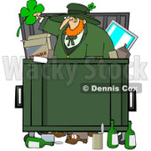 Royalty-Free (RF) Clip Art Illustration of a Leprechaun Dumpster Diving © djart #442574