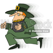 Royalty-Free (RF) Clip Art Illustration of a Leprechaun Running With His Gold © djart #442576