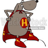 Royalty-Free (RF) Clip Art Illustration of a Super Dog In A Cape, His Hands On His Hips © djart #442580