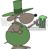 Royalty-Free (RF) Clip Art Illustration of a St Patricks Day Dog Holding A Green Beer © djart #442581