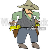 Royalty-Free (RF) Clip Art Illustration of a Cowboy Drawing Taser Guns © djart #442586