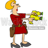 Royalty-Free (RF) Clip Art Illustration of a Blond Woman Drawing Two Taser Guns © djart #442590