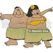 Hawaiian Man and Woman Hula Dancing Together In Hawaii Attire Clipart © djart #4426