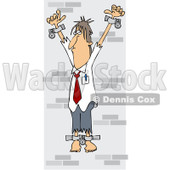 Royalty-Free (RF) Clip Art Illustration of a Business Man Chained Against A Stone Wall © djart #442605