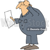 Royalty-Free (RF) Clip Art Illustration of a Confused Worker Man Reading A Document © djart #442616