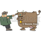 Cowboy Rancher Trying to Move One of His Cow's Clipart © djart #4433