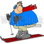 Overweight Man Snow Skiing Down a Winter Ski Slope Covered with Snow Clipart © djart #4437