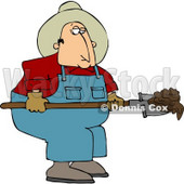 Cowboy Rancher Scooping Cattle Dung with a Shovel Clipart © djart #4441