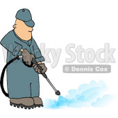 Professional Male Pressure Washer Spraying the Ground with Water Clipart © djart #4453