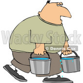 Tired Man Carrying Buckets of Water Clipart © djart #4458