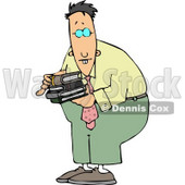 Nerd with Buckteeth Wearing Glasses and Carrying Books Clipart © djart #4459