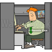 Computer Programmer Working at a Business Firm On a Computer in His Cubicle Clipart © djart #4462