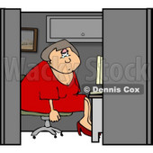 Bored Customer Service Representative Sitting in a Cubicle at Her Computer Clipart © djart #4464