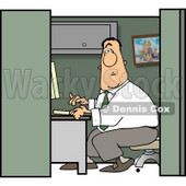 Male Computer Programmer Working in Typing On Computer Keyboard In His Cubicle Clipart © djart #4473