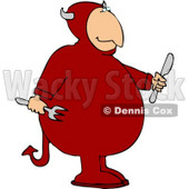 Devil Holding a Fork and Knife Clipart © djart #4475