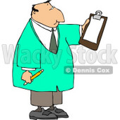 Male Doctor Reading Checklist On Clipboard and Holding a Pencil Clipart © djart #4490