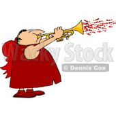 Man Wearing Valentine Cupid Costume and Blowing Love Hearts from a Trumpet Clipart © djart #4499