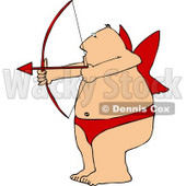 Overweight Man Wearing Valentine Cupid Costume While Aiming a Bow an Arrow Clipart © djart #4502