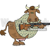 Camouflaged Cow Holding a Hunting Rifle Clipart © djart #4514