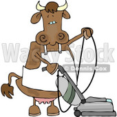 Housewife Cow Vacuuming the Floor Clipart © djart #4522