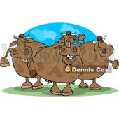 Three Goofy Cows On Pasture Clipart © djart #4532