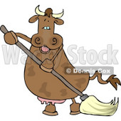 Happy Human-like Cow the Mopping Floor Clipart © djart #4541