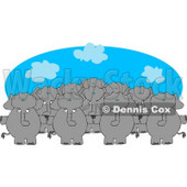 Anthropomorphic Elephant Herd Standing Together and Holding Hands Clipart © djart #4549